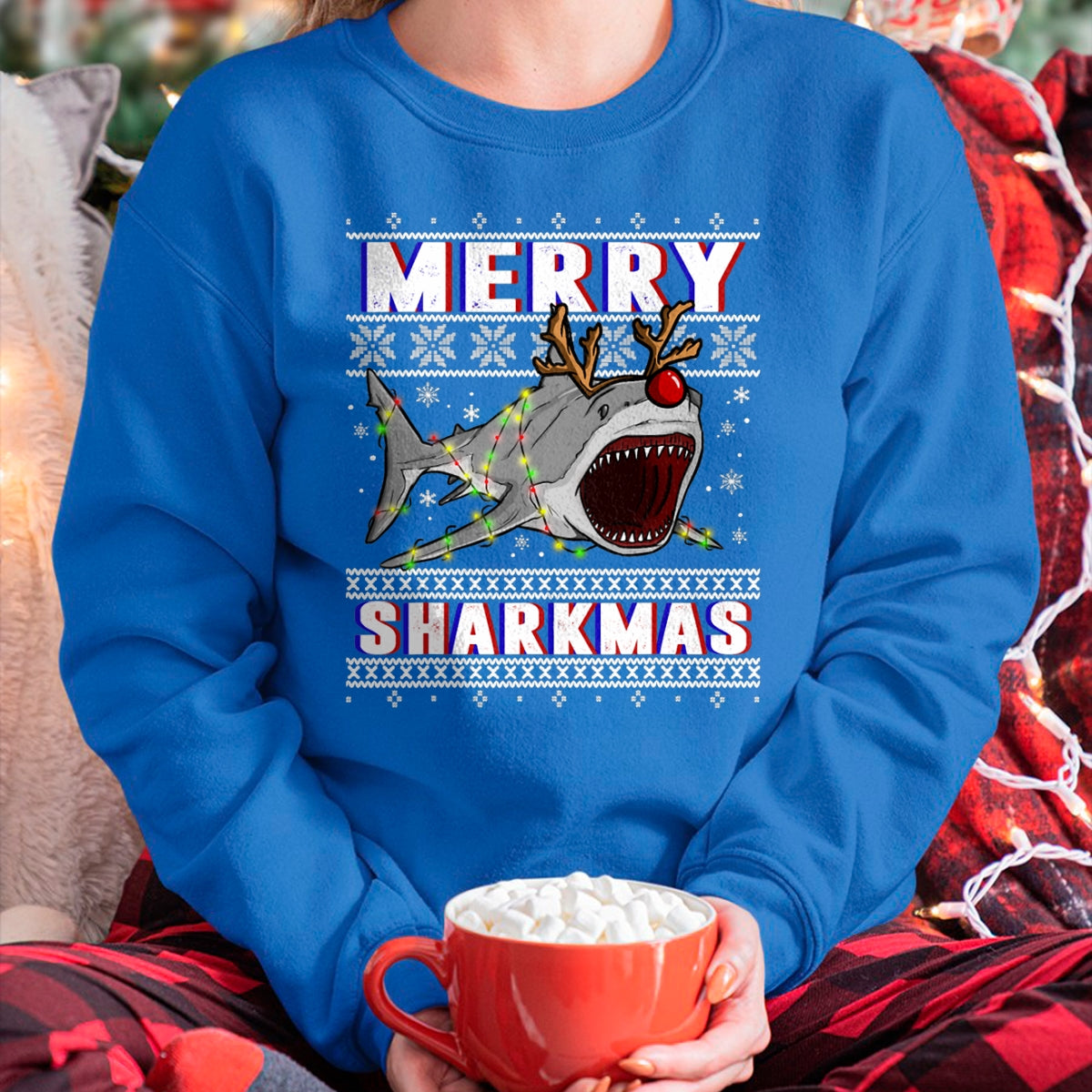 Funny Sharkmas Shark Ugly Christmas Sweaters T-Shirt - Christmas Unisex T-Shirt/Hoodie/Sweatshirt - ZON00
