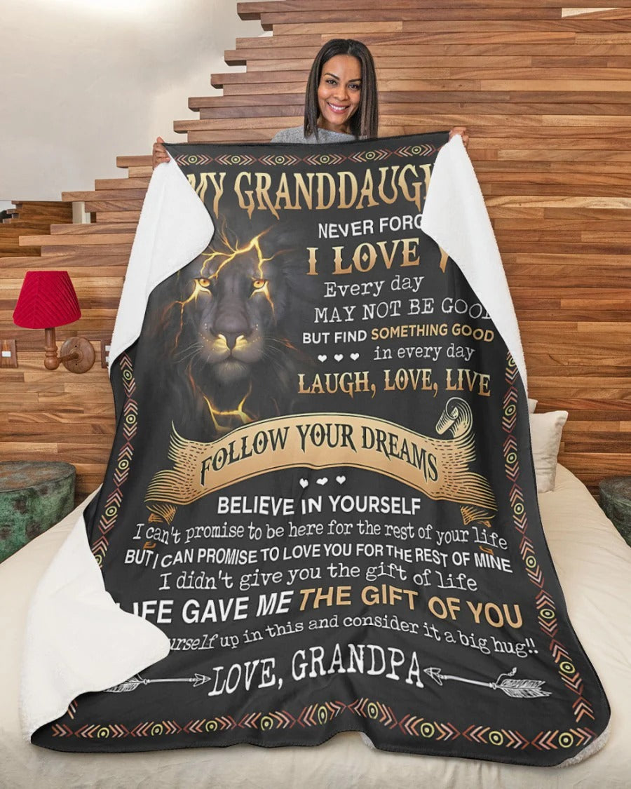 BLANKET FOR GRANDDAUGHTER – COMFORT & WARMTH GIFT FROM GRANDPA Sherpa Fleece Quilt Blanket NTTD00 (SKUB09-44)