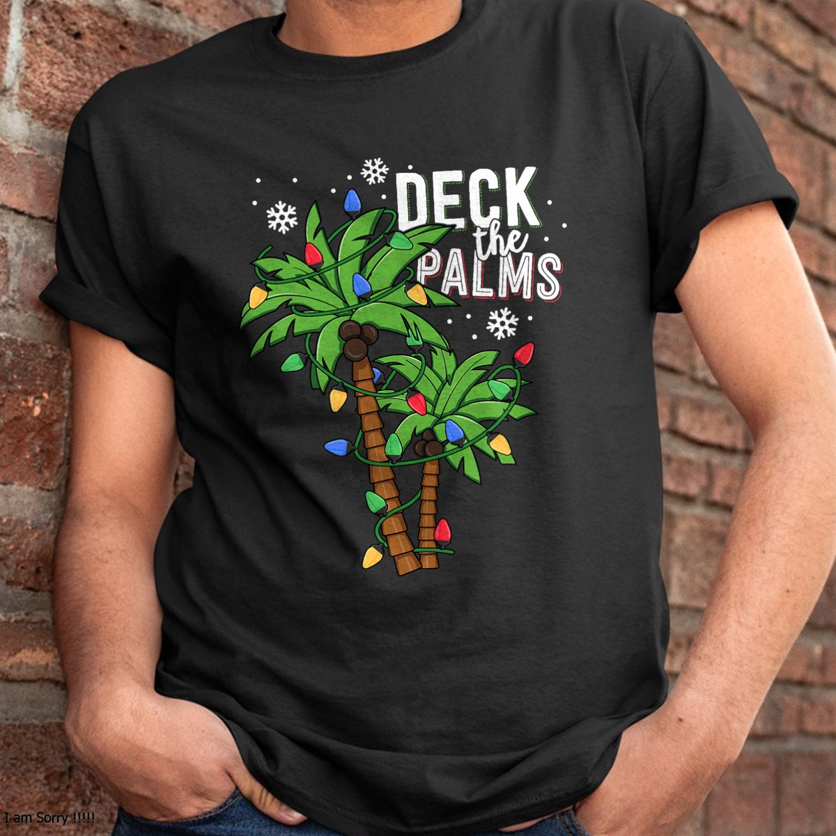 Deck The Palms Tropical Hawaii Christmas Palm Tree Lights T-Shirt - Christmas Unisex T-Shirt/Hoodie/Sweatshirt - ZON00