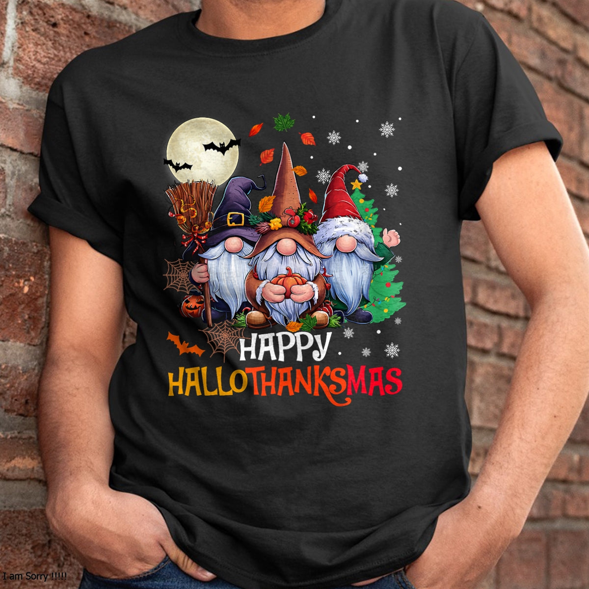 Happy Hallothanksmas Gnomes Lover Halloween Merry Christmas T-Shirt - Christmas Unisex T-Shirt/Hoodie/Sweatshirt - ZON00
