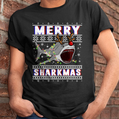 Funny Sharkmas Shark Ugly Christmas Sweaters T-Shirt - Christmas Unisex T-Shirt/Hoodie/Sweatshirt - ZON00
