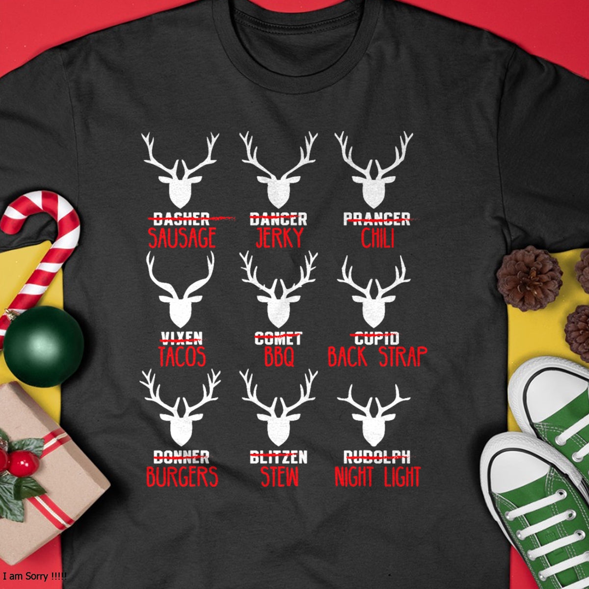 Funny Christmas Deer Hunters All of Santa's Reindeer design T-Shirt - Christmas Unisex T-Shirt/Hoodie/Sweatshirt - ZON00 (SKUT-CHRISTMAS2026-A1)
