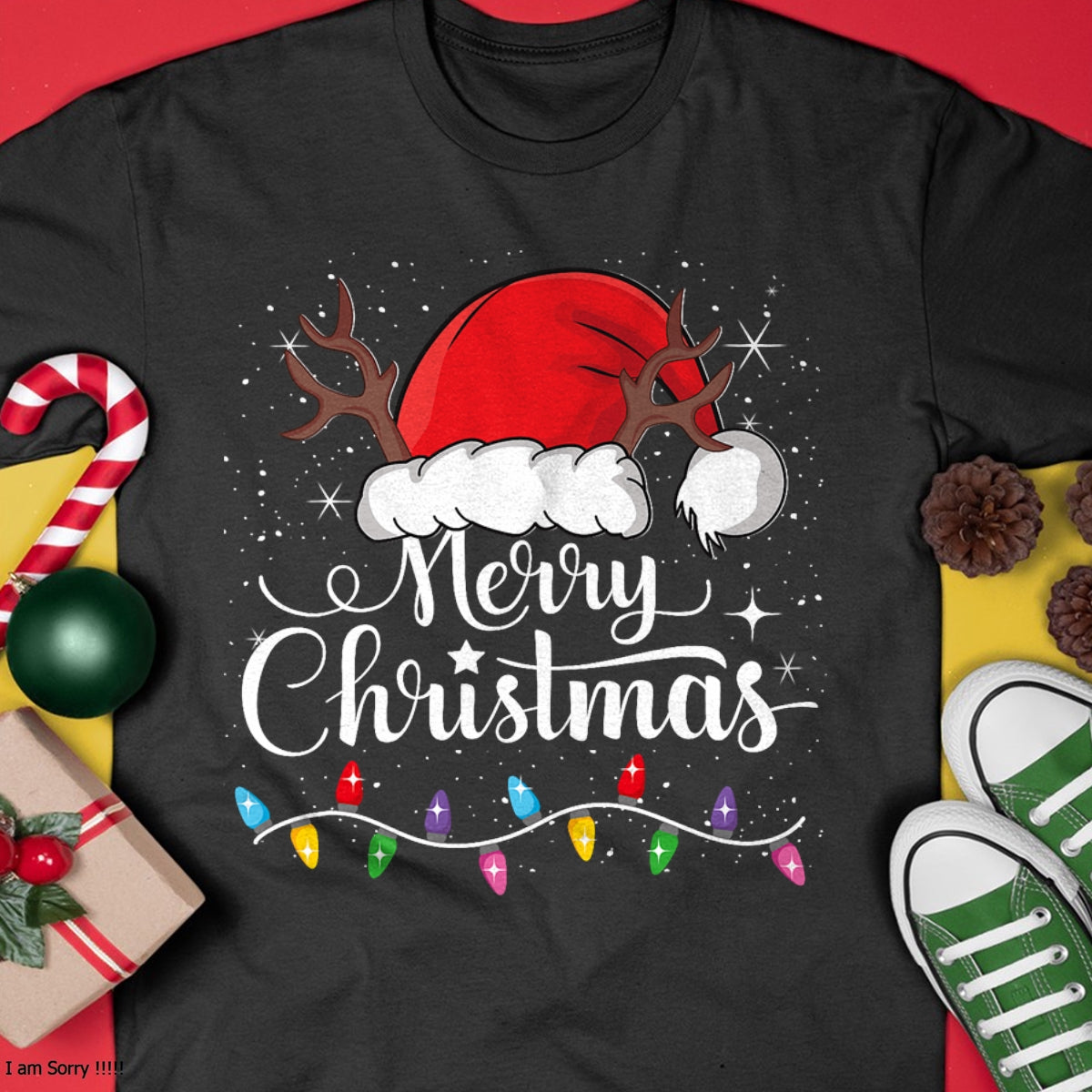 Merry Christmas Red Santa Hat Reindeer Xmas Family Men Women T-Shirt - Christmas Unisex T-Shirt/Hoodie/Sweatshirt - ZON00