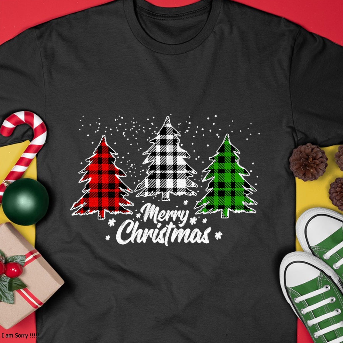 Merry Christmas Tree Xmas Buffalo Plaid Red White Green T-Shirt - Christmas Unisex T-Shirt/Hoodie/Sweatshirt - ZON00