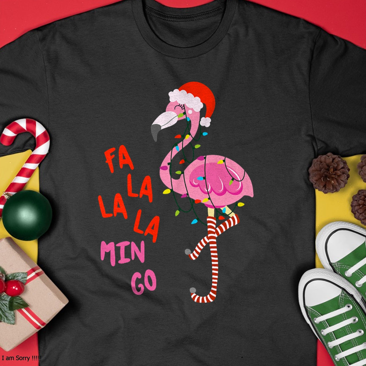Fa La La Mingo Flamingo Christmas Tropical Xmas Tree Lights T-Shirt - Christmas Unisex T-Shirt/Hoodie/Sweatshirt - ZON00