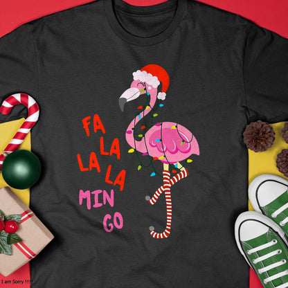 Fa La La Mingo Flamingo Christmas Tropical Xmas Tree Lights T-Shirt - Christmas Unisex T-Shirt/Hoodie/Sweatshirt - ZON00