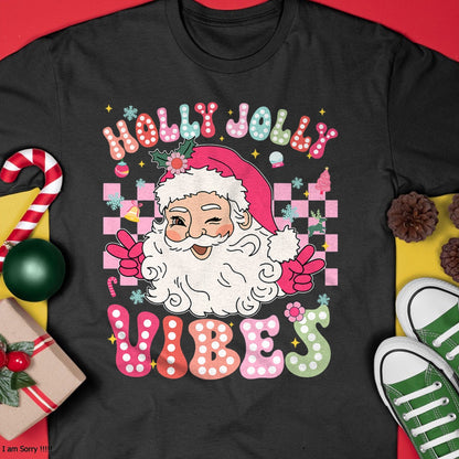 Groovy Cute Santa Claus Christmas Vibes Xmas Girls Womens T-Shirt - Christmas Unisex T-Shirt/Hoodie/Sweatshirt - ZON00