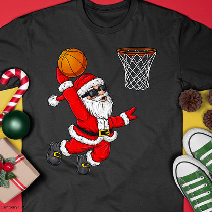Christmas Santa Claus Dunking A Basketball Boys Kids Xmas T-Shirt - Christmas Unisex T-Shirt/Hoodie/Sweatshirt - ZON00