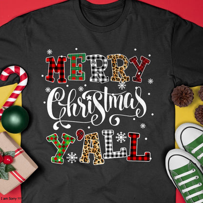 Merry Christmas Ya'll Leopard Buffalo Plaid Pajama Family T-Shirt - Christmas Unisex T-Shirt/Hoodie/Sweatshirt - ZON00