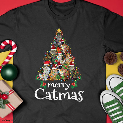 Merry Catmas Funny Cat Mom Cat Dad Christmas Cat T-Shirt - Christmas Unisex T-Shirt/Hoodie/Sweatshirt - ZON00