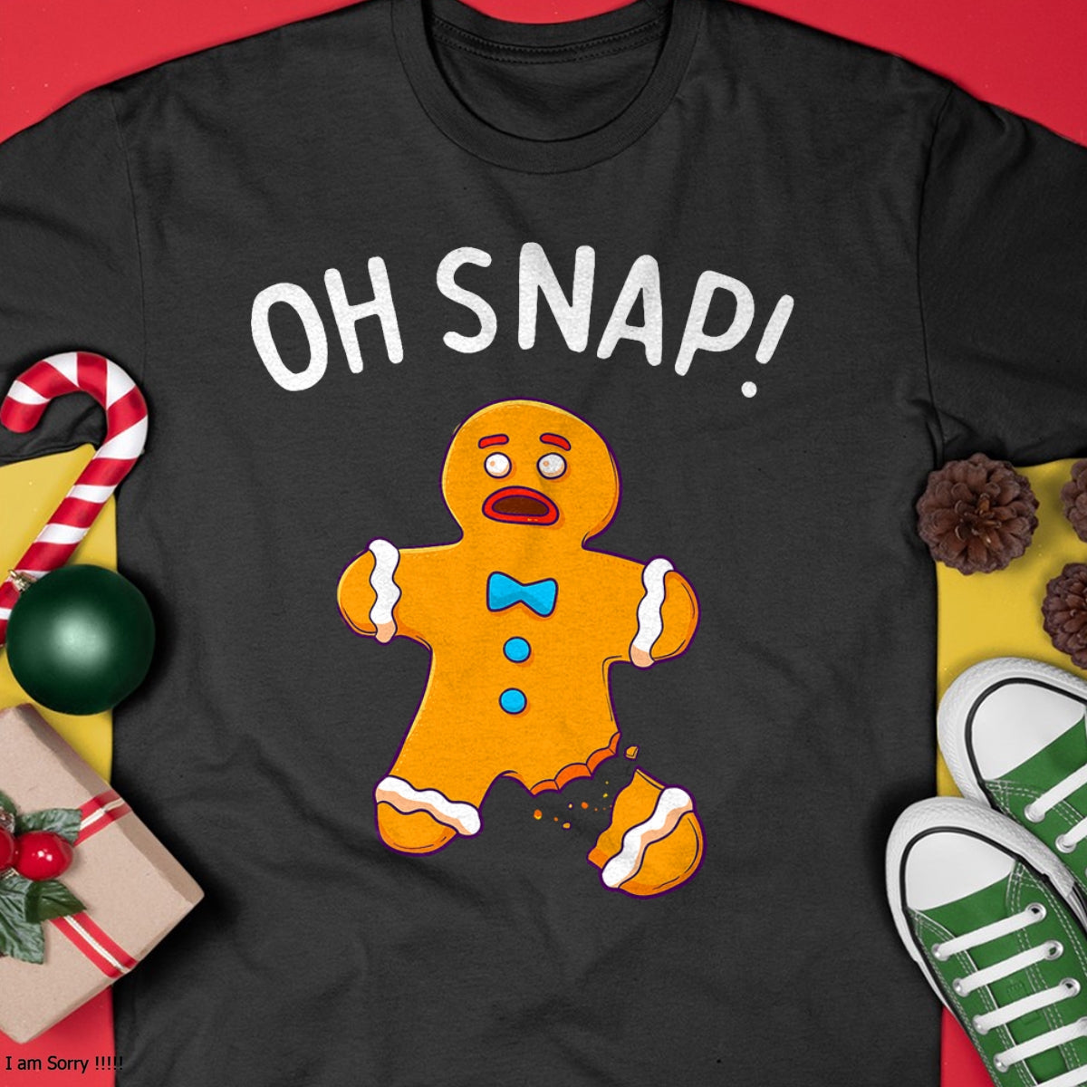 Gingerbread Man Oh Snap Christmas Funny Cookie Baking Gift Short Sleeve T-Shirt - Christmas Unisex T-Shirt/Hoodie/Sweatshirt - ZON00 (Copy)