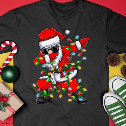 Dabbing Santa Xmas Lights Girls Boys Kids Christmas Gifts T-Shirt - Christmas Unisex T-Shirt/Hoodie/Sweatshirt - ZON00