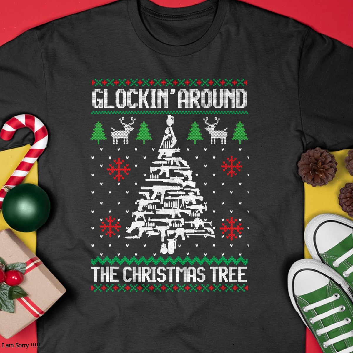 Funny Guns Ugly Christmas Sweaters for Gun Lovers Men Women T-Shirt - Christmas Unisex T-Shirt/Hoodie/Sweatshirt - ZON00