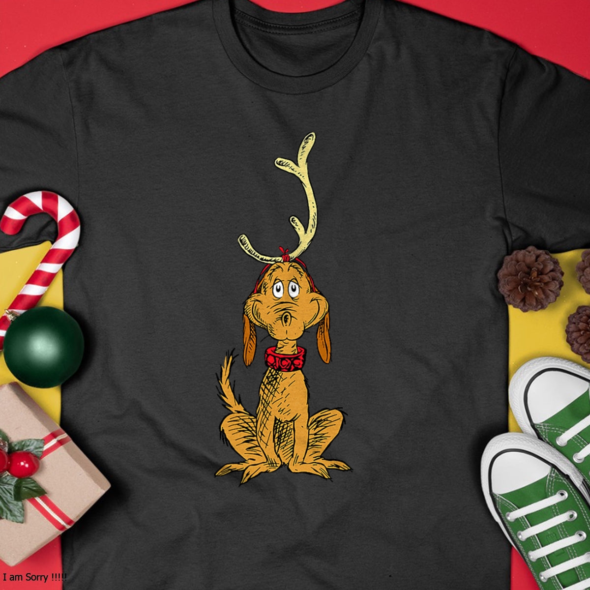 Dr. Seuss mens Classic Dr Seuss Reindeer Max T shirt, Black, Small US - Christmas Unisex T-Shirt/Hoodie/Sweatshirt - ZON00