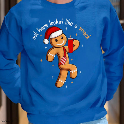 Out Here Looking Like A Snack Funny BouJee Xmas Gingerbread T-Shirt - Christmas Unisex T-Shirt/Hoodie/Sweatshirt - ZON00