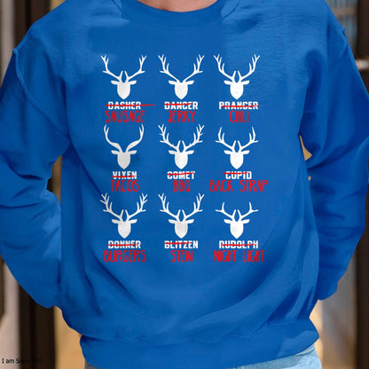 Funny Christmas Deer Hunters All of Santa's Reindeer design T-Shirt - Christmas Unisex T-Shirt/Hoodie/Sweatshirt - ZON00 (SKUT-CHRISTMAS2026-A1)