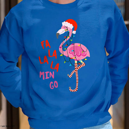 Fa La La Mingo Flamingo Christmas Tropical Xmas Tree Lights T-Shirt - Christmas Unisex T-Shirt/Hoodie/Sweatshirt - ZON00