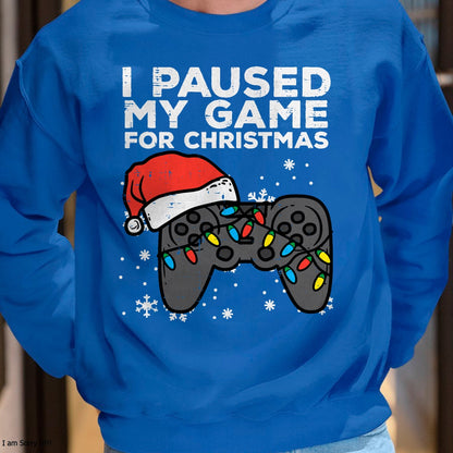 Paused My Game Christmas Gamer Xmas Men Boys Kids Youth Teen T-Shirt - Christmas Unisex T-Shirt/Hoodie/Sweatshirt - ZON00