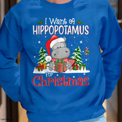 I Want A Hippopotamus For Christmas Xmas Hippo for Kid Women T-Shirt - Christmas Unisex T-Shirt/Hoodie/Sweatshirt - ZON00