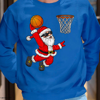 Christmas Santa Claus Dunking A Basketball Boys Kids Xmas T-Shirt - Christmas Unisex T-Shirt/Hoodie/Sweatshirt - ZON00