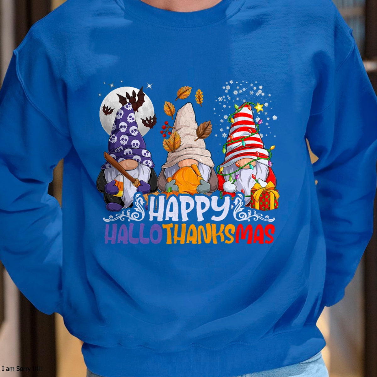HalloThanksMas Gnomes Halloween Thanksgiving Christmas Happy T-Shirt - Christmas Unisex T-Shirt/Hoodie/Sweatshirt - ZON00