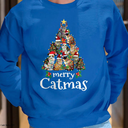 Merry Catmas Funny Cat Mom Cat Dad Christmas Cat T-Shirt - Christmas Unisex T-Shirt/Hoodie/Sweatshirt - ZON00
