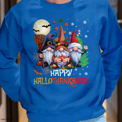 Happy Hallothanksmas Gnomes Lover Halloween Merry Christmas T-Shirt - Christmas Unisex T-Shirt/Hoodie/Sweatshirt - ZON00