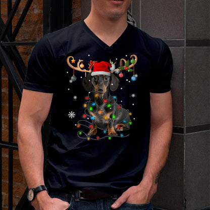 Funny Dachshund Christmas Reindeer Christmas Lights Pajama T-Shirt - Christmas Unisex T-Shirt/Hoodie/Sweatshirt - ZON00