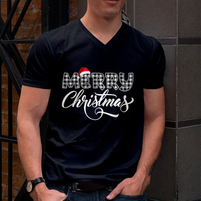 Merry Christmas Buffalo Black and White Plaid for Men Women T-Shirt - Christmas Unisex T-Shirt/Hoodie/Sweatshirt - ZON00