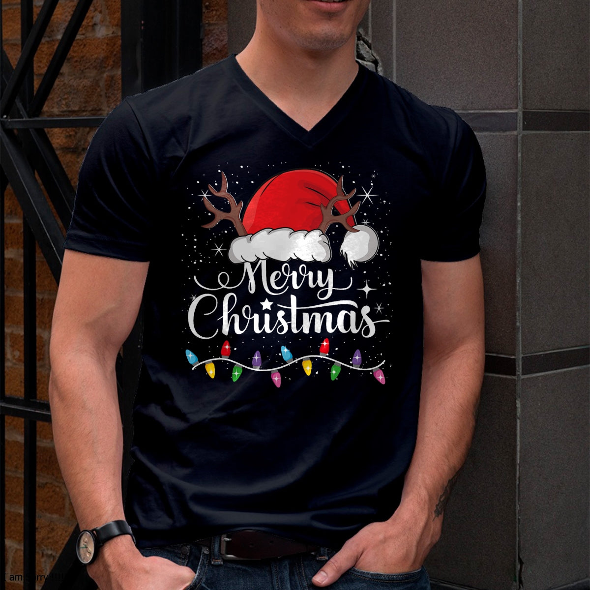 Merry Christmas Red Santa Hat Reindeer Xmas Family Men Women T-Shirt - Christmas Unisex T-Shirt/Hoodie/Sweatshirt - ZON00