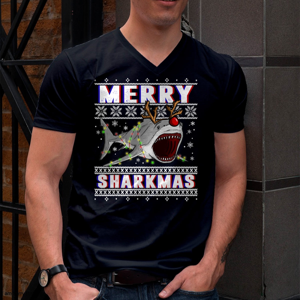 Funny Sharkmas Shark Ugly Christmas Sweaters T-Shirt - Christmas Unisex T-Shirt/Hoodie/Sweatshirt - ZON00