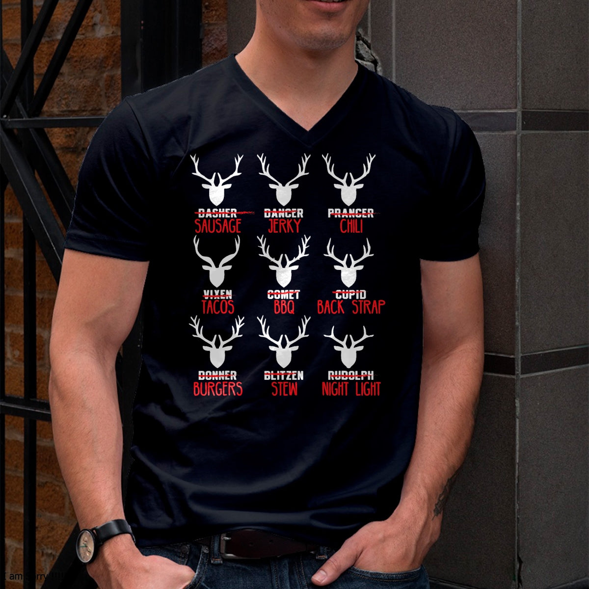 Funny Christmas Deer Hunters All of Santa's Reindeer design T-Shirt - Christmas Unisex T-Shirt/Hoodie/Sweatshirt - ZON00 (SKUT-CHRISTMAS2026-A1)