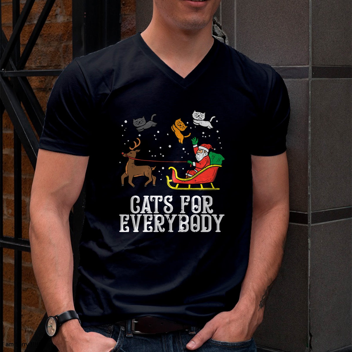 Cats For Everybody Christmas Cat Funny Xmas Women Santa T-Shirt - Christmas Unisex T-Shirt/Hoodie/Sweatshirt - ZON00