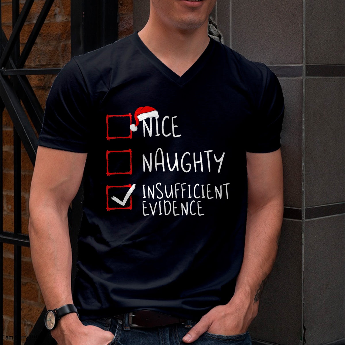Nice Naughty Insufficient Evidence Christmas Santa Claus T-Shirt - Christmas Unisex T-Shirt/Hoodie/Sweatshirt - ZON00 (SKU-T-CHRISTMAS-2012A)