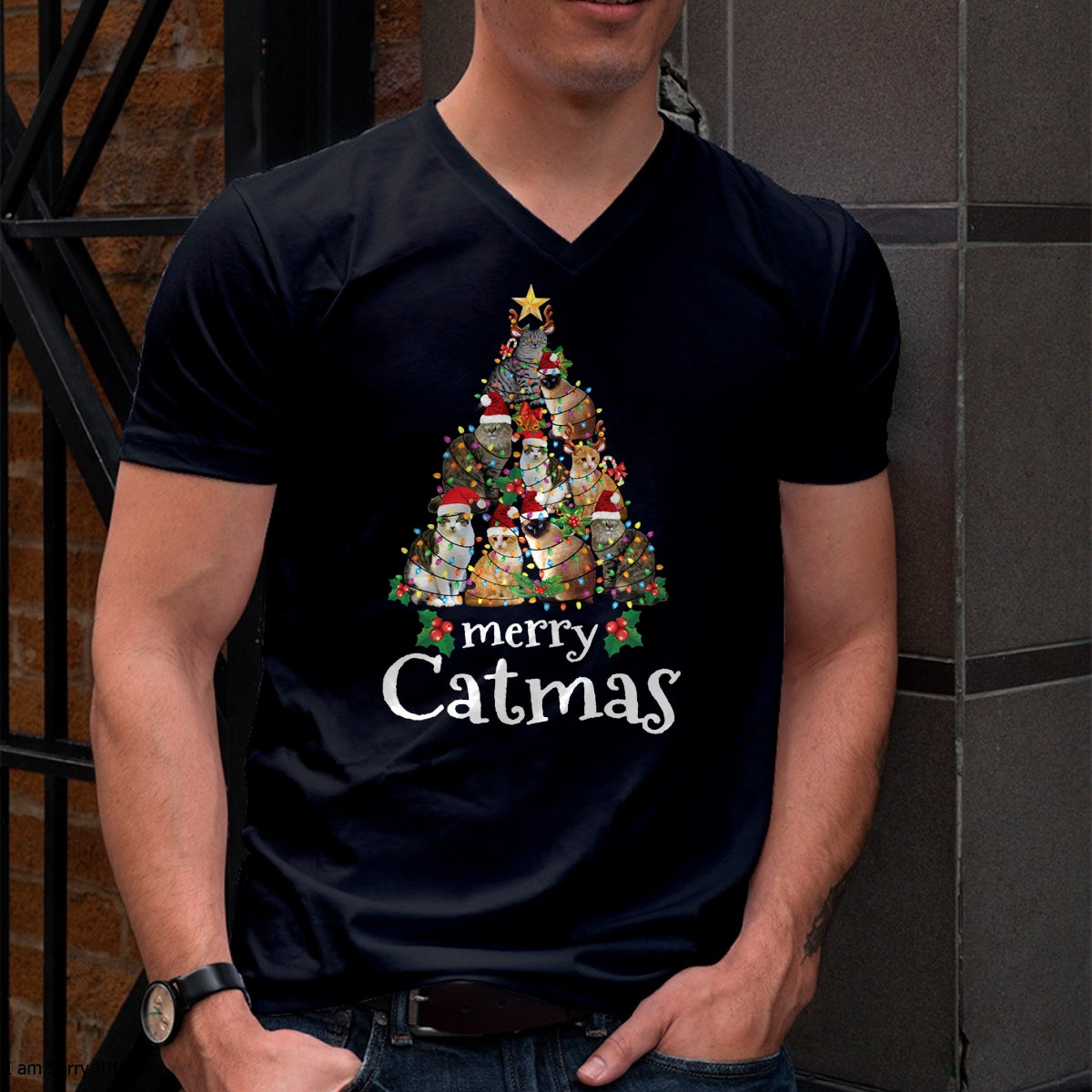 Merry Catmas Funny Cat Mom Cat Dad Christmas Cat T-Shirt - Christmas Unisex T-Shirt/Hoodie/Sweatshirt - ZON00