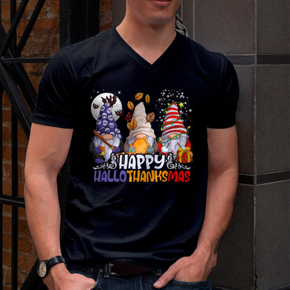 HalloThanksMas Gnomes Halloween Thanksgiving Christmas Happy T-Shirt - Christmas Unisex T-Shirt/Hoodie/Sweatshirt - ZON00