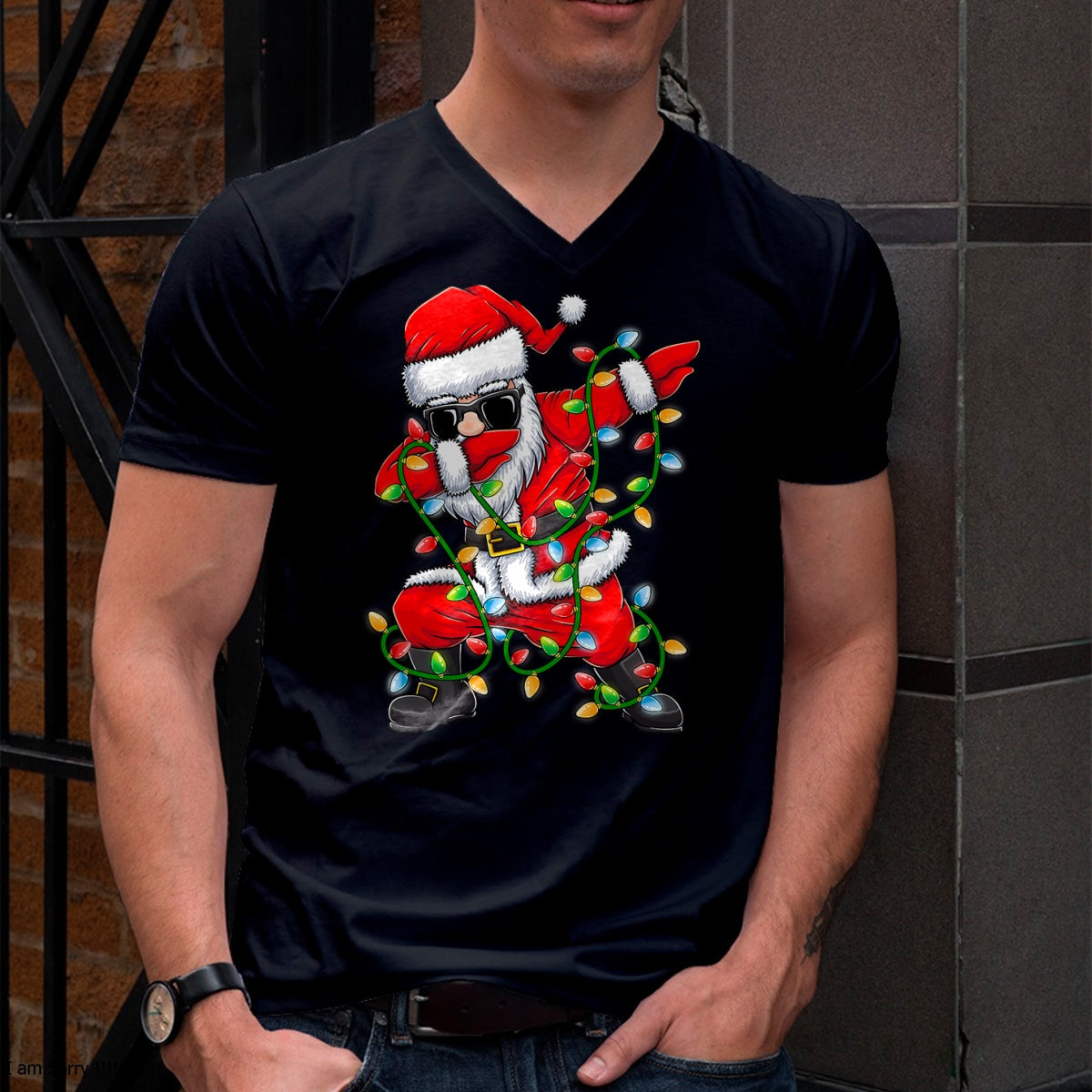 Dabbing Santa Xmas Lights Girls Boys Kids Christmas Gifts T-Shirt - Christmas Unisex T-Shirt/Hoodie/Sweatshirt - ZON00