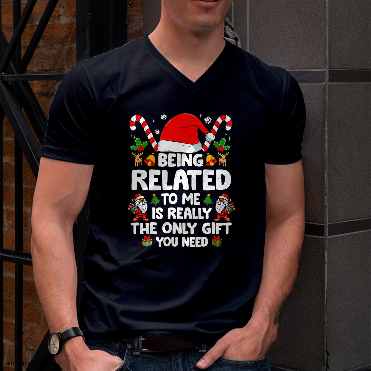 Being Related To Me Funny Christmas Family Xmas Pajamas T-Shirt - Christmas Unisex T-Shirt/Hoodie/Sweatshirt - ZON00