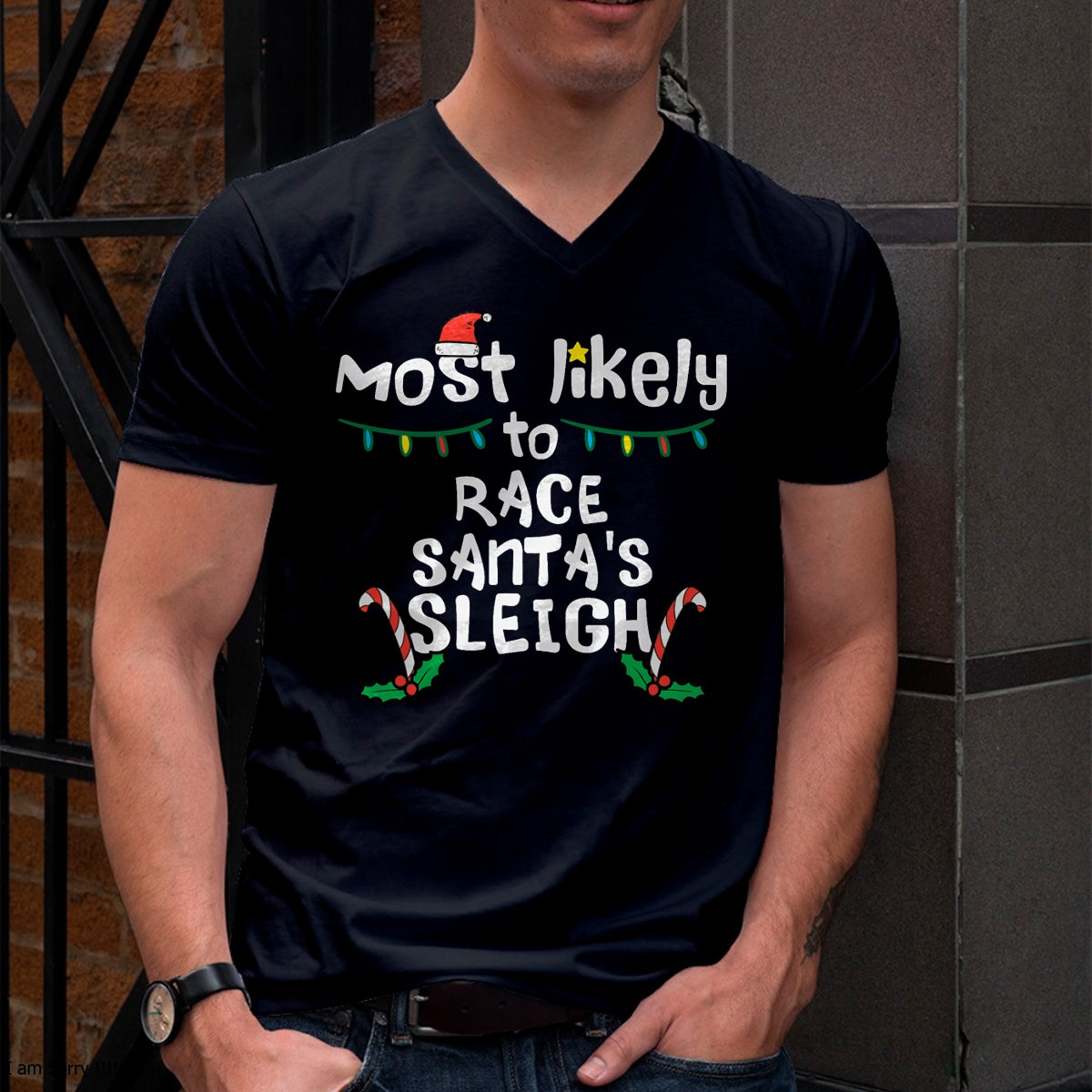Most Likely Race Santa Sleigh Christmas Xmas Family Boys Men T-Shirt - Christmas Unisex T-Shirt/Hoodie/Sweatshirt - ZON00