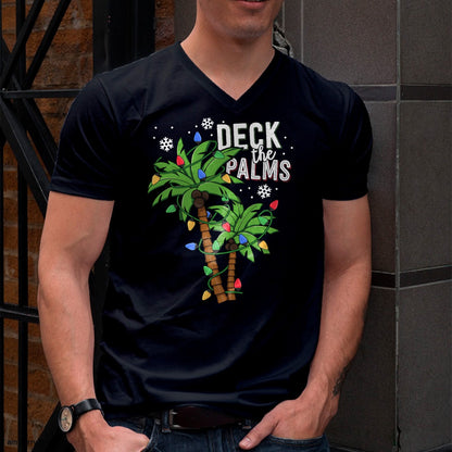 Deck The Palms Tropical Hawaii Christmas Palm Tree Lights T-Shirt - Christmas Unisex T-Shirt/Hoodie/Sweatshirt - ZON00