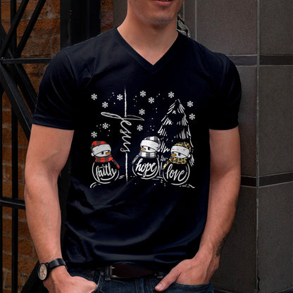 Faith Hope Love Jesus Snowman Plaid Leopard Christmas Gift T-Shirt - Christmas Unisex T-Shirt/Hoodie/Sweatshirt - ZON00