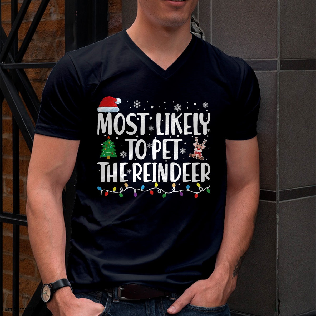 Most Likely To Pet The Reindeer Family Matching Christmas T-Shirt - Christmas Unisex T-Shirt/Hoodie/Sweatshirt - ZON00