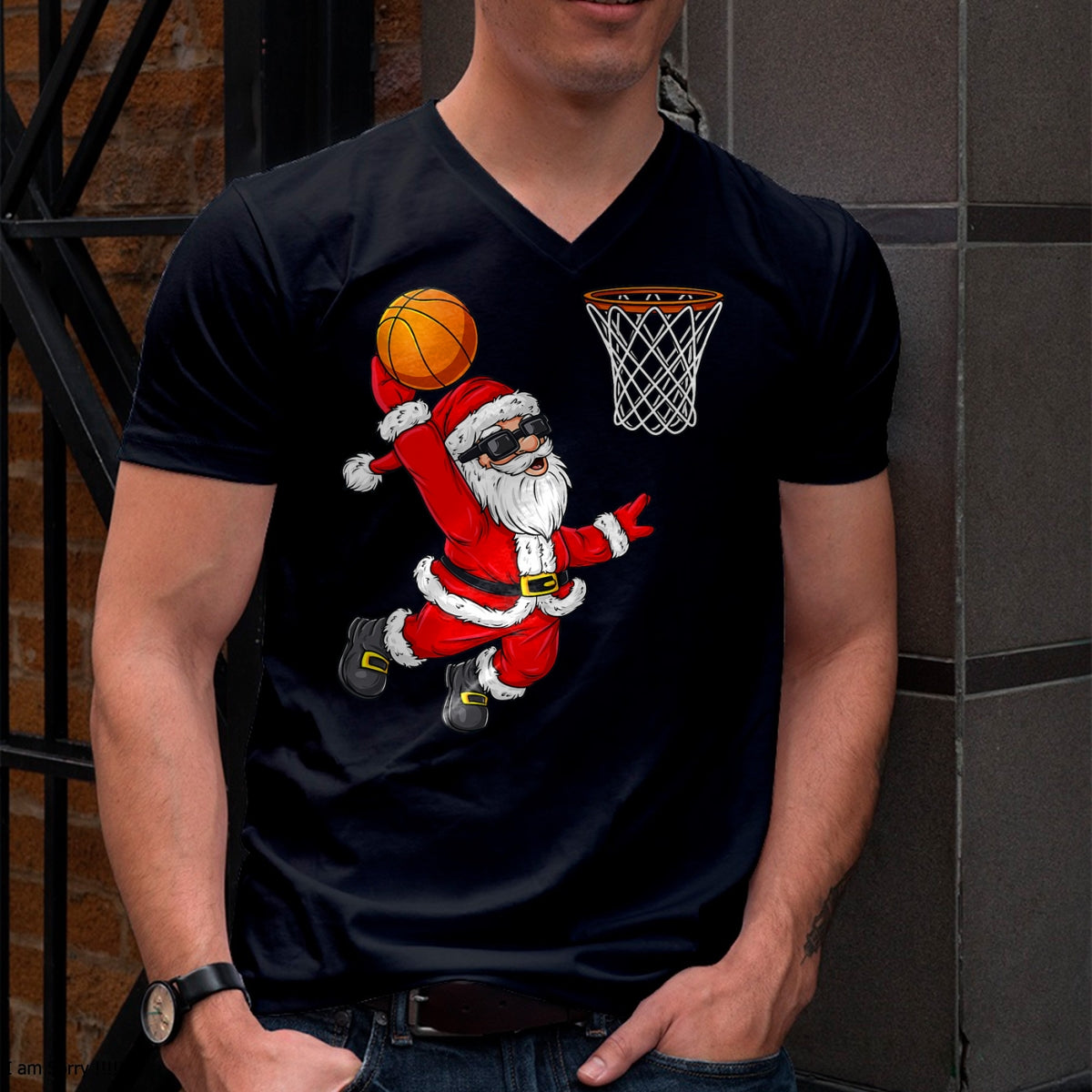 Christmas Santa Claus Dunking A Basketball Boys Kids Xmas T-Shirt - Christmas Unisex T-Shirt/Hoodie/Sweatshirt - ZON00