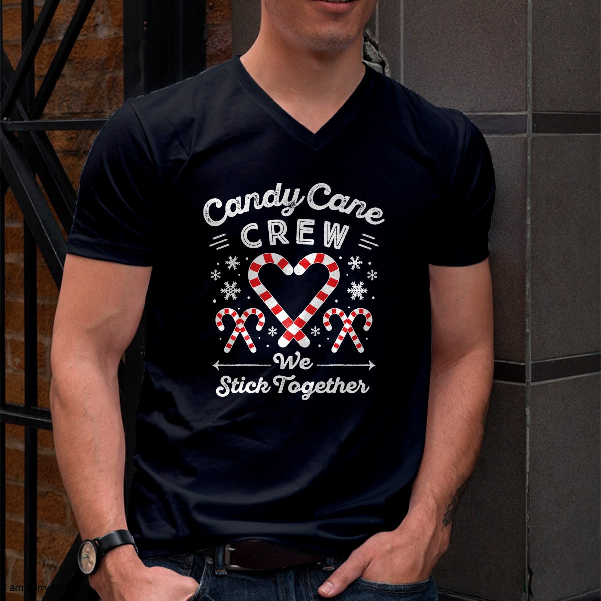 Christmas Candy Cane Heart Holiday Family Matching Pajama PJ T-Shirt - Christmas Unisex T-Shirt/Hoodie/Sweatshirt - ZON00
