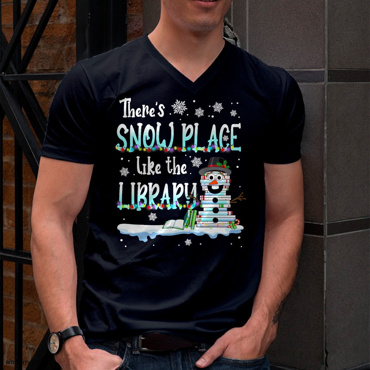 Librarian There's Snow Place Like The Library Christmas Snow T-Shirt - Christmas Unisex T-Shirt/Hoodie/Sweatshirt - ZON00