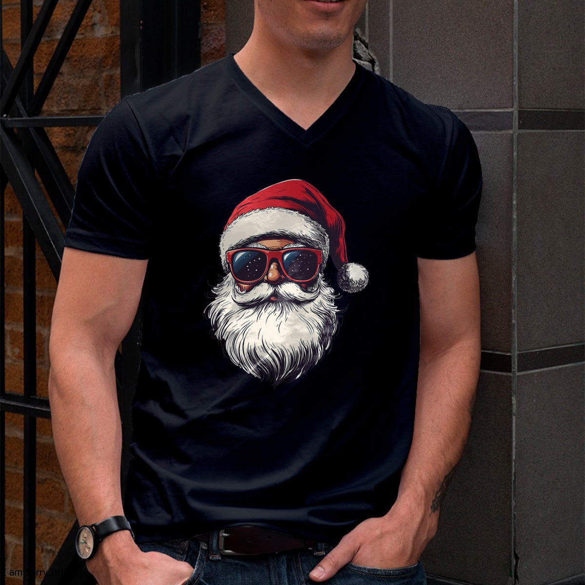 Cool Santa Claus Face Retro Sunglasses Christmas Men Boys T-Shirt - Christmas Unisex T-Shirt/Hoodie/Sweatshirt - ZON00