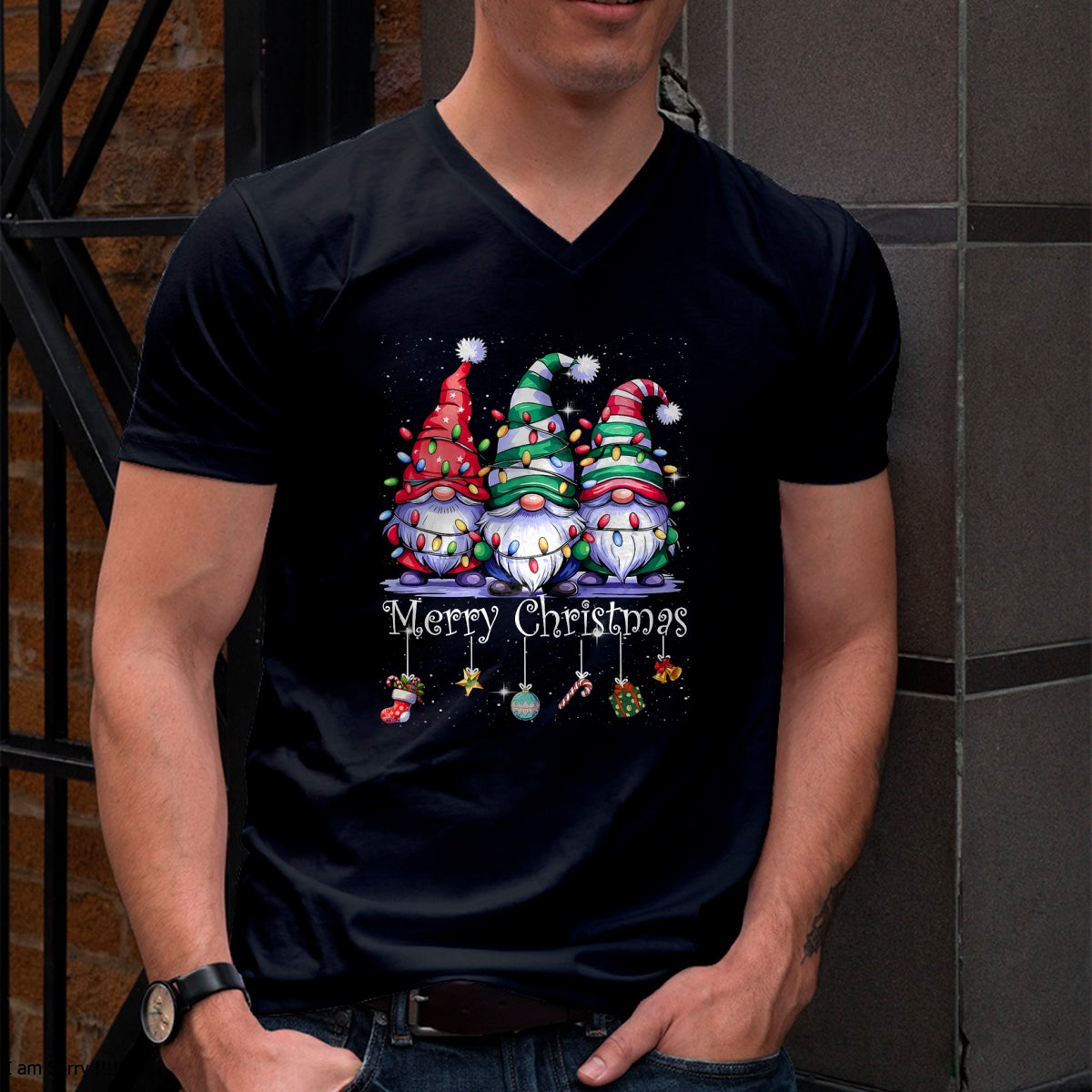 Cute Gnomes Merry Christmas Light Family Gnome Xmas Matching T-Shirt - Christmas Unisex T-Shirt/Hoodie/Sweatshirt - ZON00