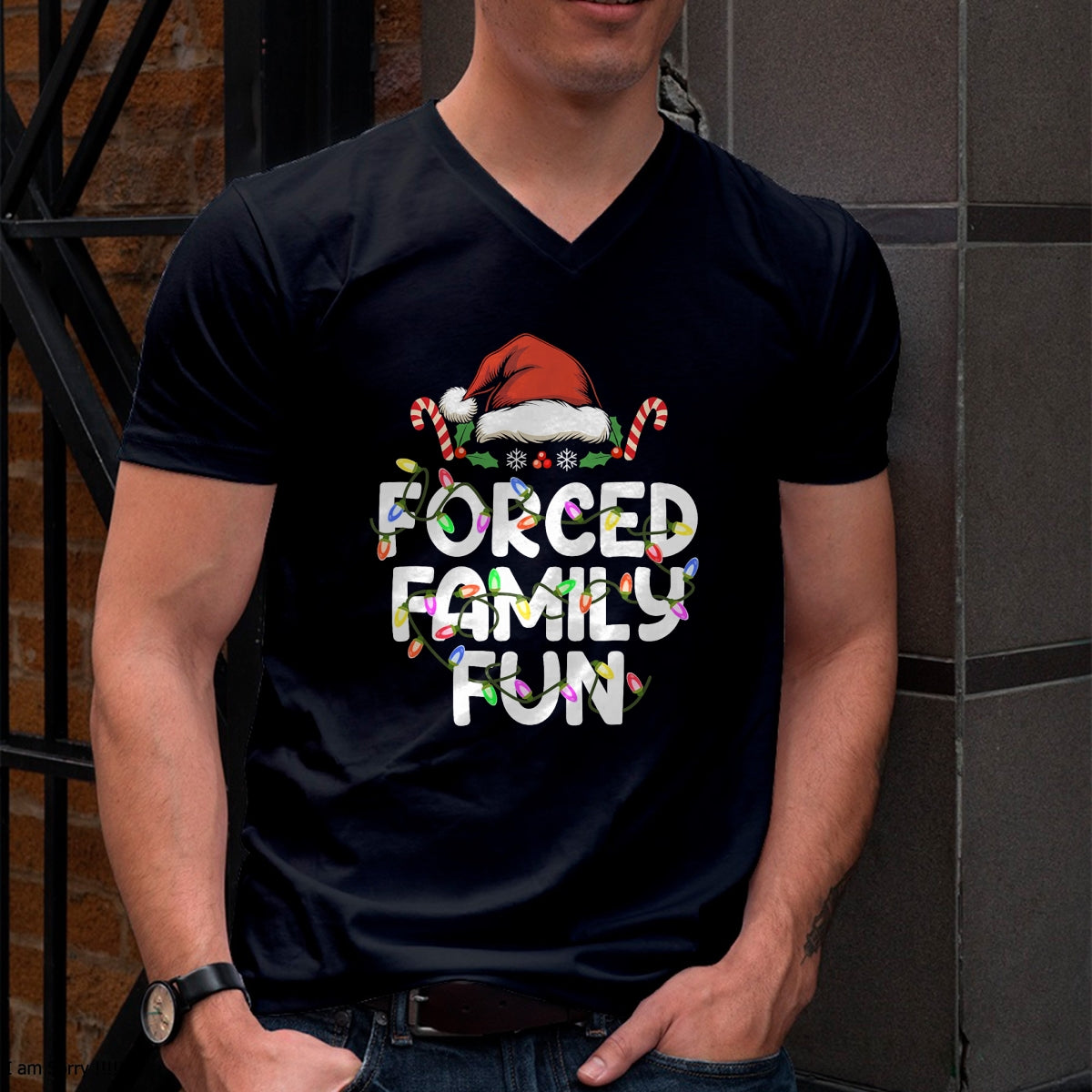 Forced Family Fun Christmas Pajamas Funny T-Shirt - Christmas Unisex T-Shirt/Hoodie/Sweatshirt - ZON00