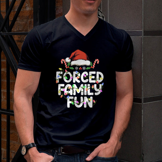 Forced Family Fun Christmas Pajamas Funny T-Shirt - Christmas Unisex T-Shirt/Hoodie/Sweatshirt - ZON00