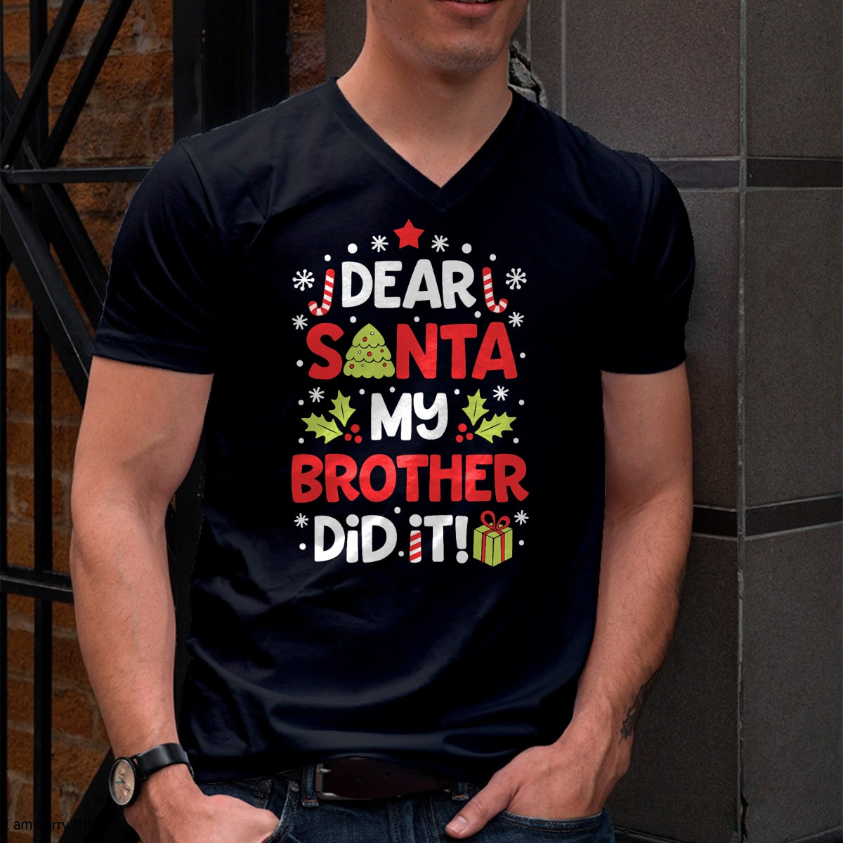 Dear Santa My Brother Did It Funny Christmas Girls Kids Boys Short Sleeve T-Shirt - Christmas Unisex T-Shirt/Hoodie/Sweatshirt - ZON00